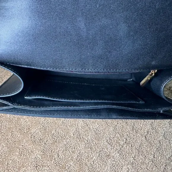 Retro Style Leather L'Festin Top Handle Shoudler Bag with Gold Hardware - Black - Picture 10 of 11